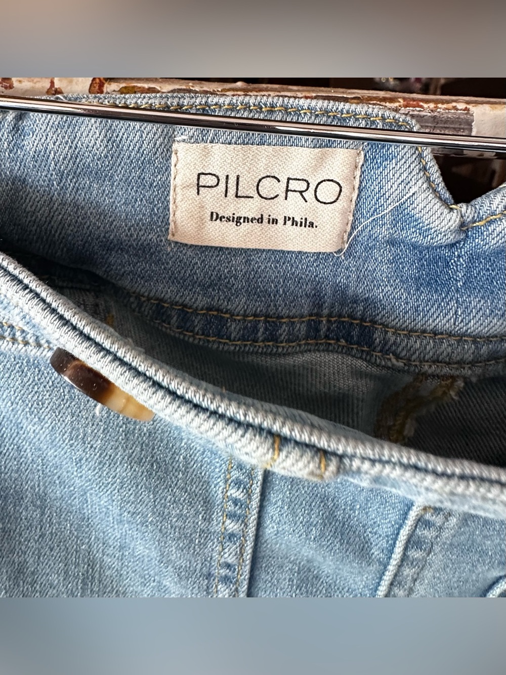 Pilcro Anthropologie Wide Leg Sailor Button Jeans Light Wash Size 27 - Picture 6 of 9